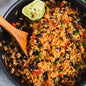 Black Beans and Brown Rice — peppers, corn, tomatoes, seasoning